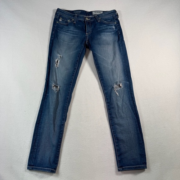 AG Adriano Goldschmied Jeans Womens 28 Blue Skinny Ankle Low Rise Medium Wash - Picture 1 of 12